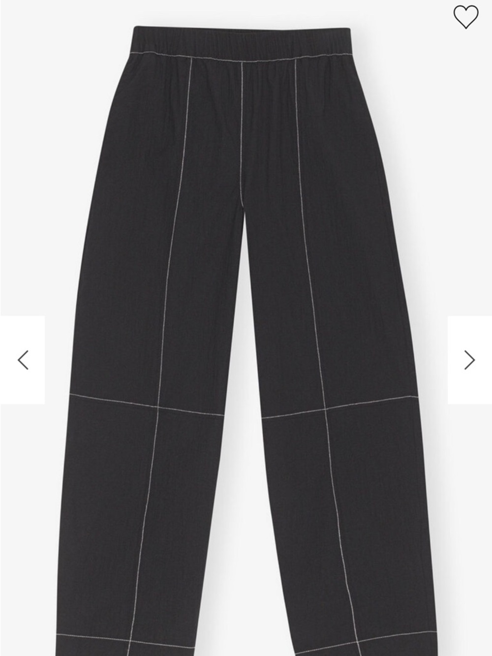 Ganni Black Wide-Leg Trousers with Contrast Stitching